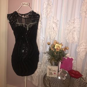Fashion Nova Black Bodycon Sequin Dress